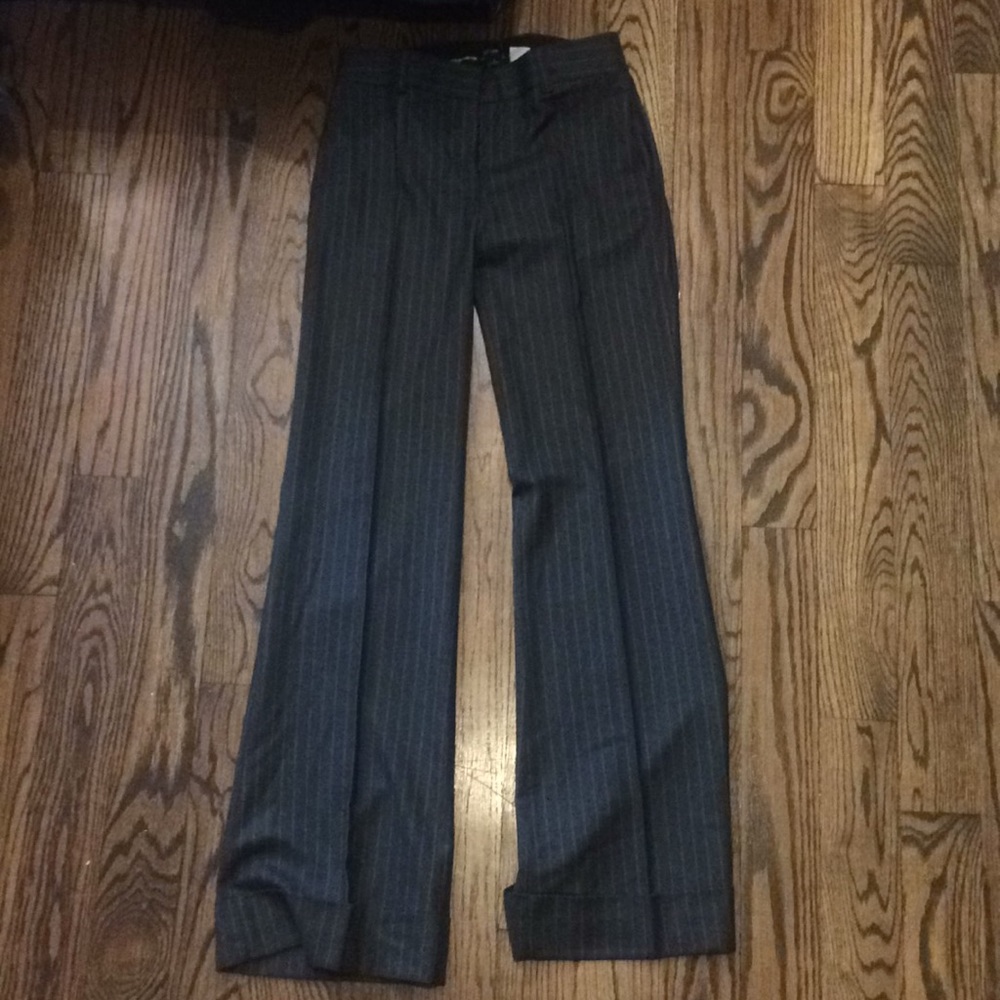 J crew charcoal green pinstripe low rise pants